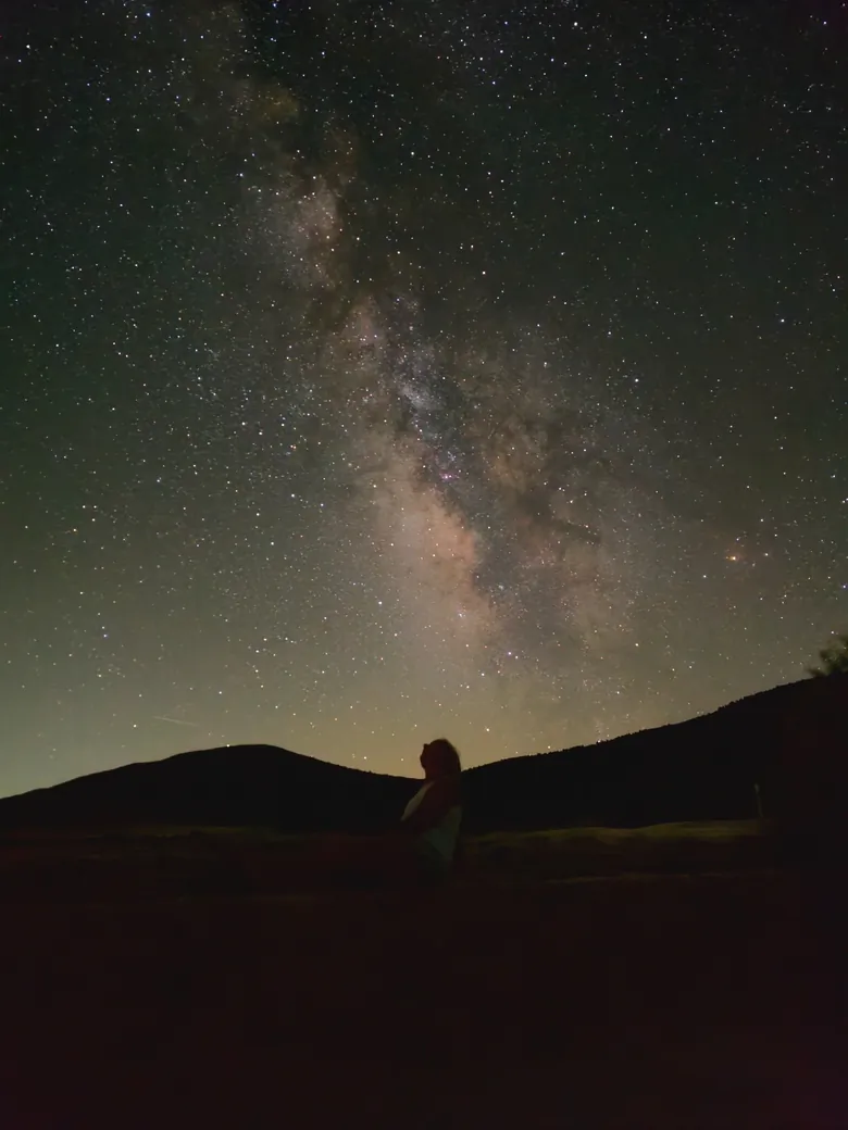 Milky Way above the mountain landscape at Leonard's Lookout in rural Granada