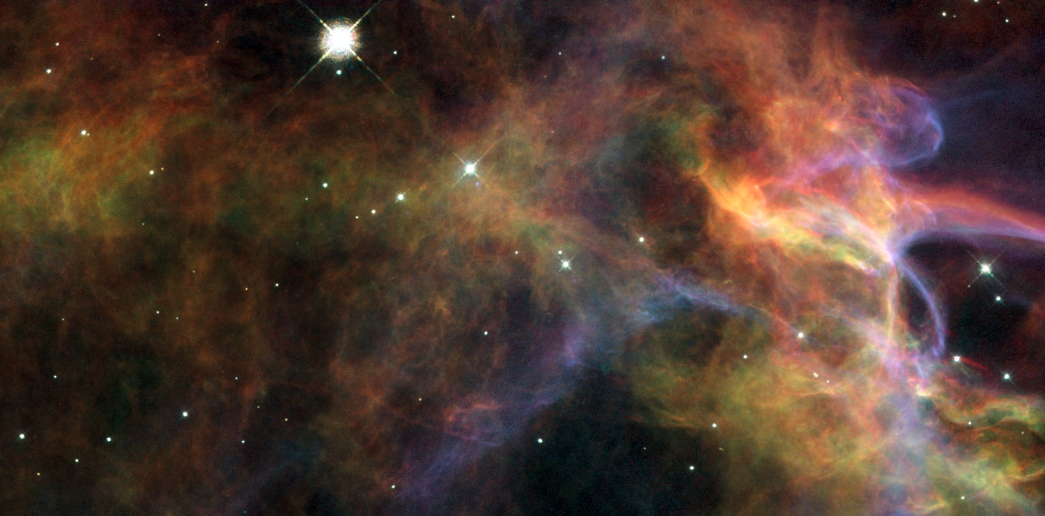 Veil Nebula showing glowing filaments in Cygnus