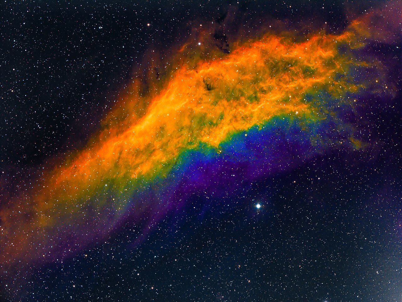 California Nebula NGC 1499 in Perseus showing extended emission nebulosity